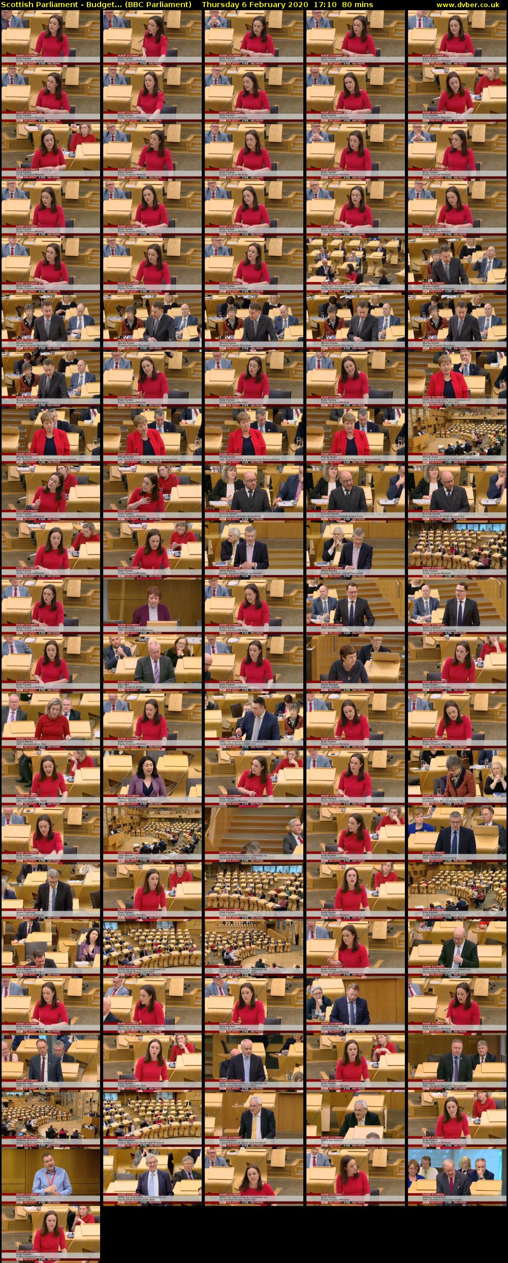 Scottish Parliament - Budget... (BBC Parliament) Thursday 6 February 2020 17:10 - 18:30