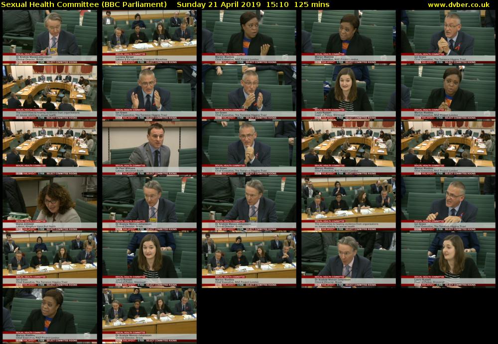 Sexual Health Committee (BBC Parliament) Sunday 21 April 2019 15:10 - 17:15