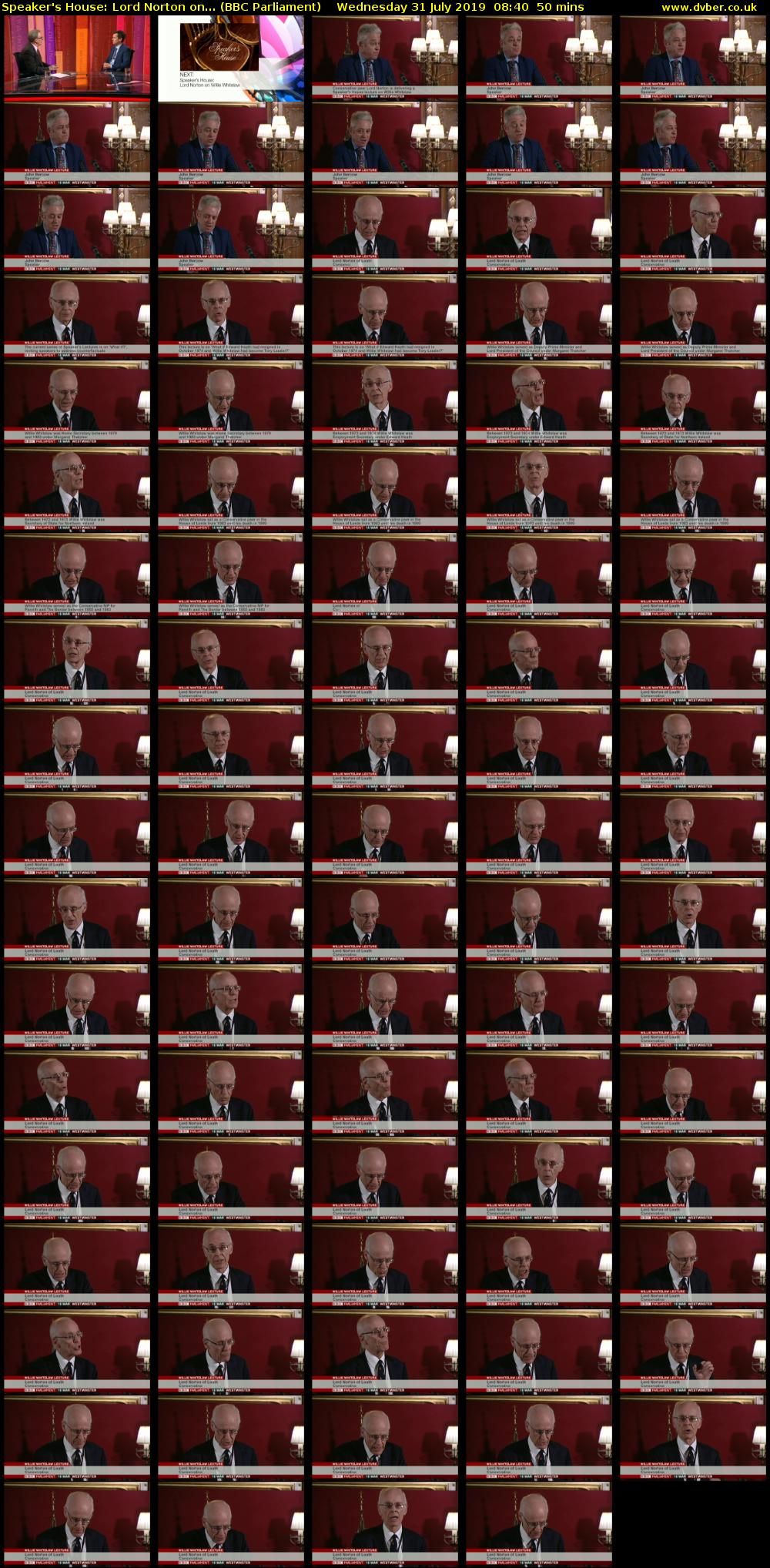 Speaker's House: Lord Norton on... (BBC Parliament) Wednesday 31 July 2019 08:40 - 09:30