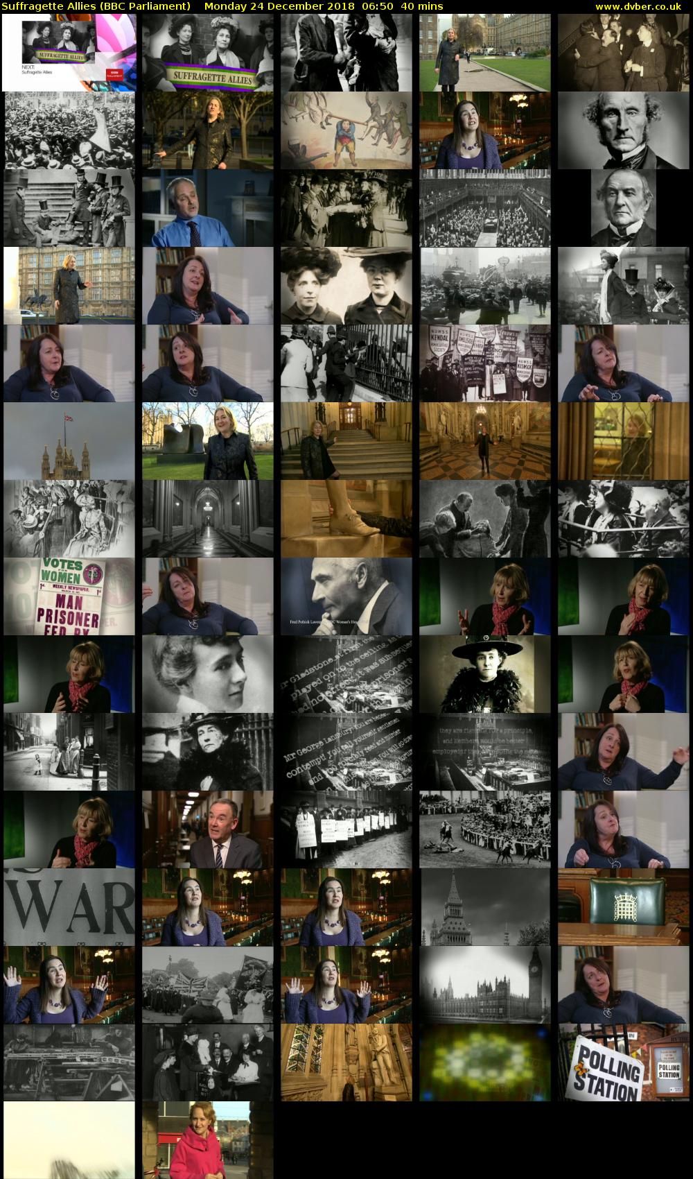 Suffragette Allies (BBC Parliament) Monday 24 December 2018 06:50 - 07:30