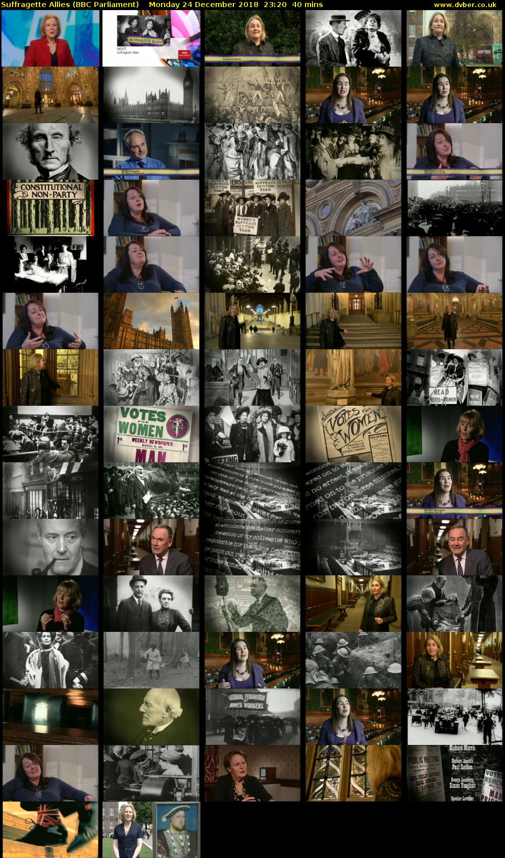 Suffragette Allies (BBC Parliament) Monday 24 December 2018 23:20 - 00:00