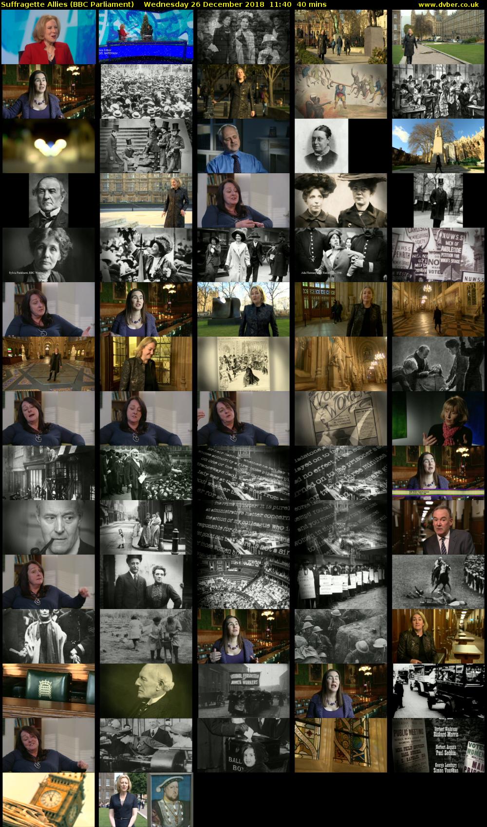 Suffragette Allies (BBC Parliament) Wednesday 26 December 2018 11:40 - 12:20