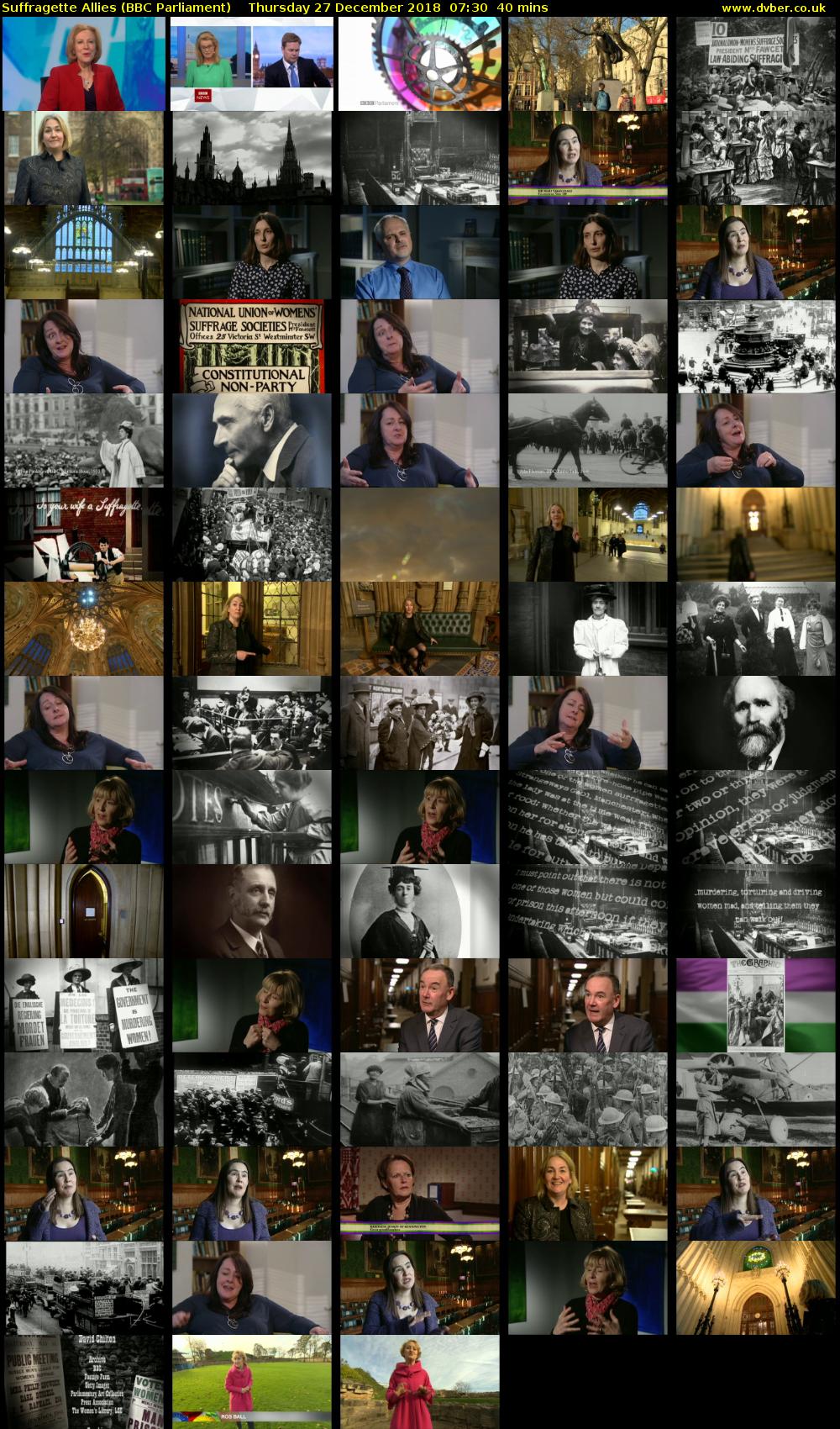 Suffragette Allies (BBC Parliament) Thursday 27 December 2018 07:30 - 08:10