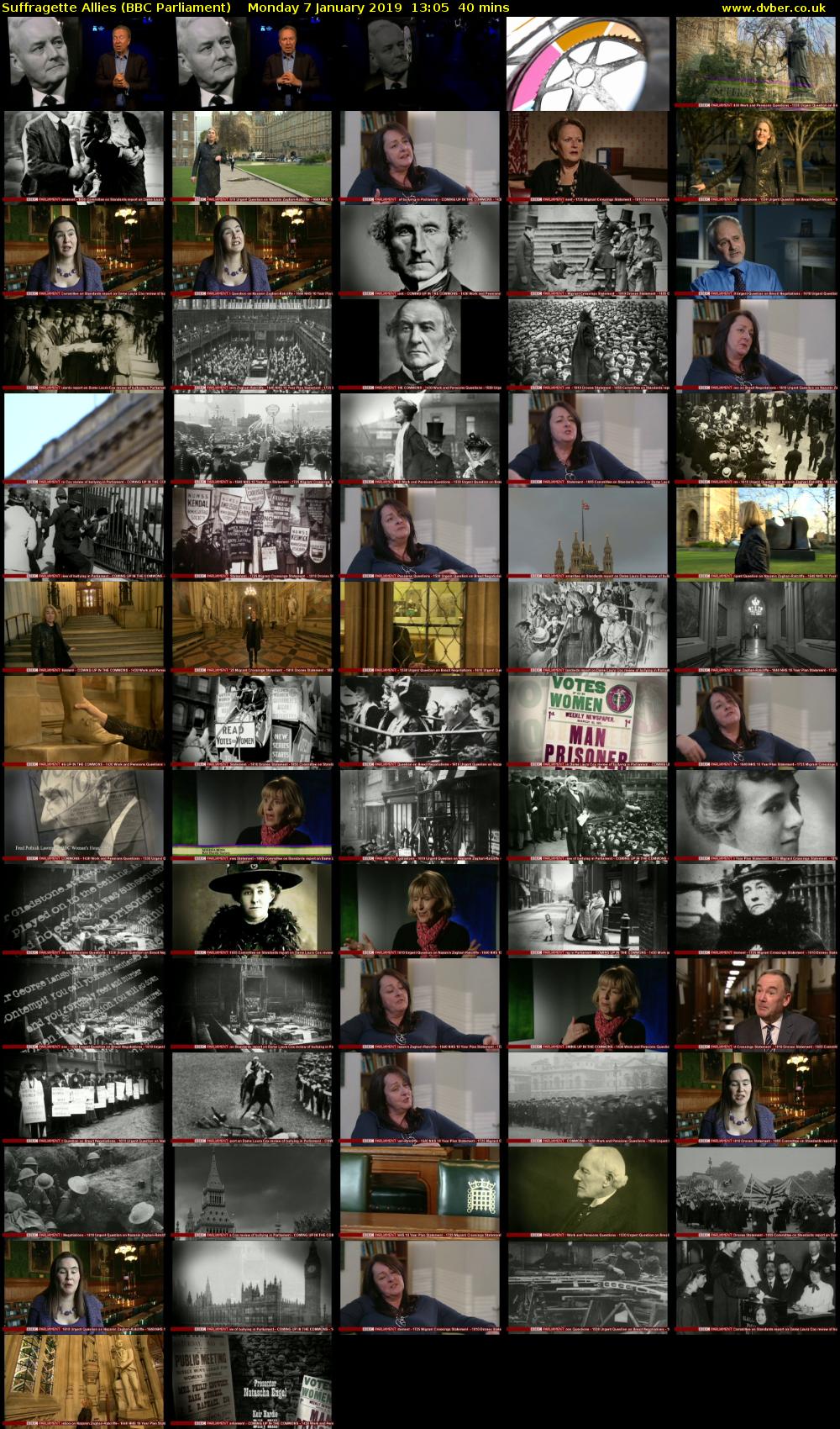 Suffragette Allies (BBC Parliament) Monday 7 January 2019 13:05 - 13:45