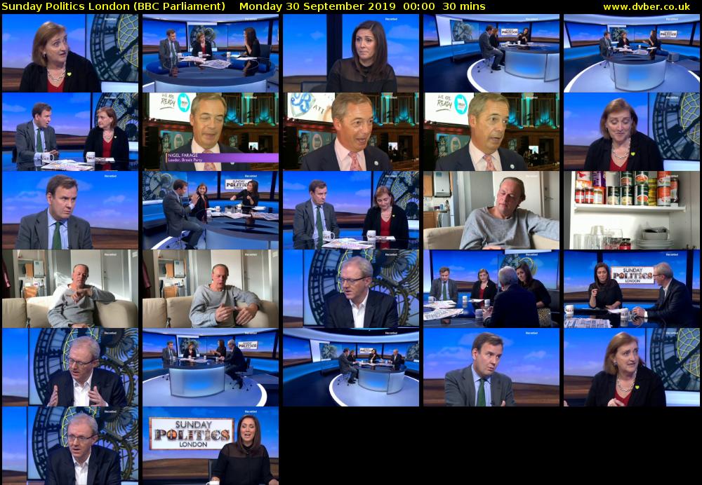 Sunday Politics London (BBC Parliament) Monday 30 September 2019 00:00 - 00:30