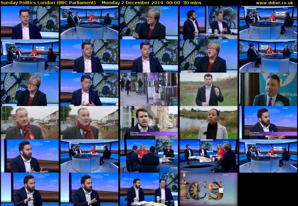 Sunday Politics London (BBC Parliament) Monday 2 December 2019 00:00 - 00:30