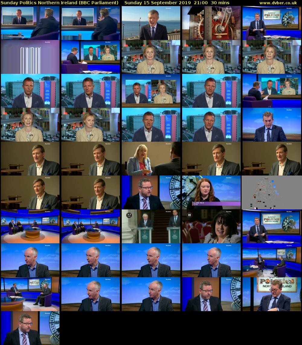 Sunday Politics Northern Ireland (BBC Parliament) Sunday 15 September 2019 21:00 - 21:30