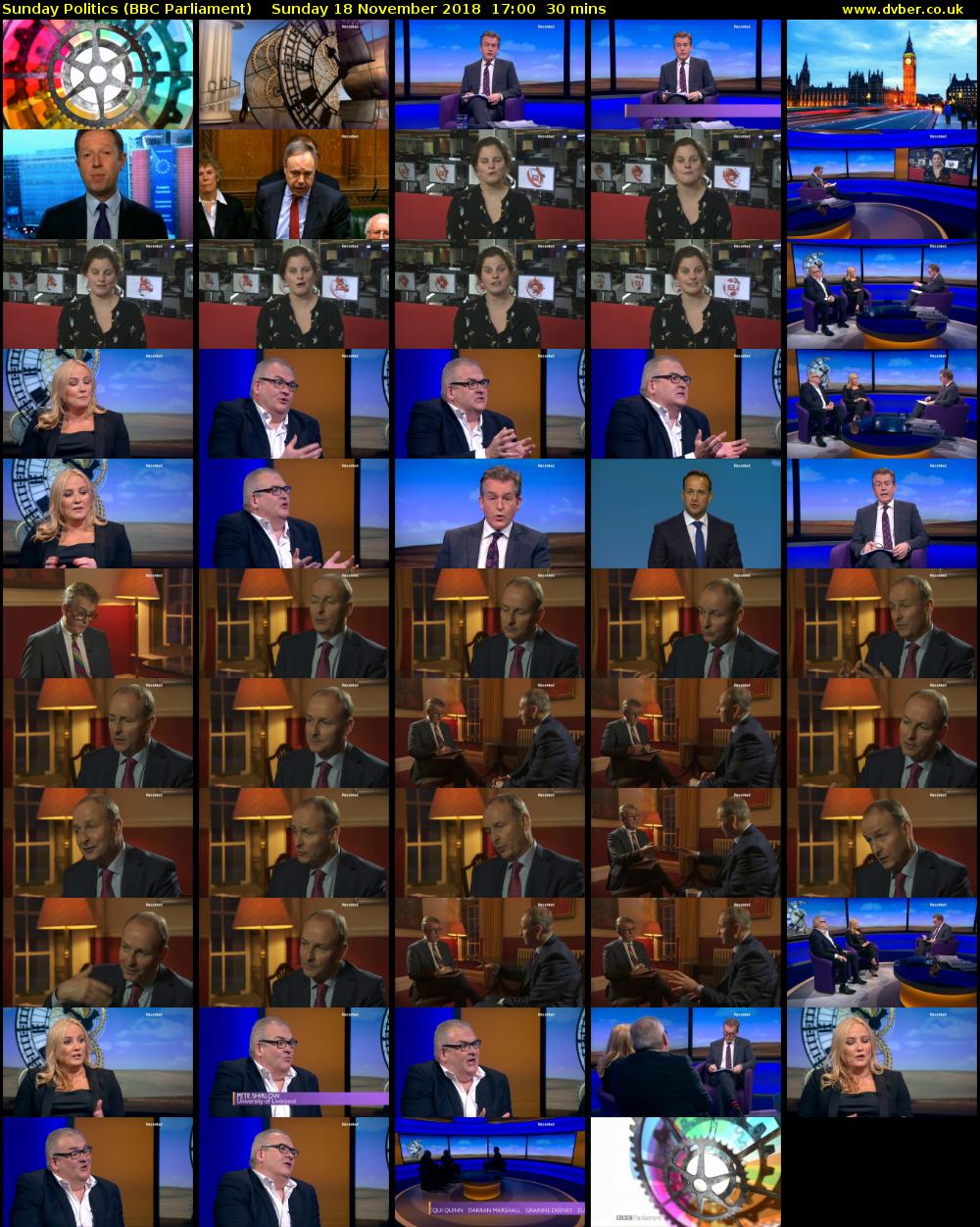 Sunday Politics (BBC Parliament) Sunday 18 November 2018 17:00 - 17:30
