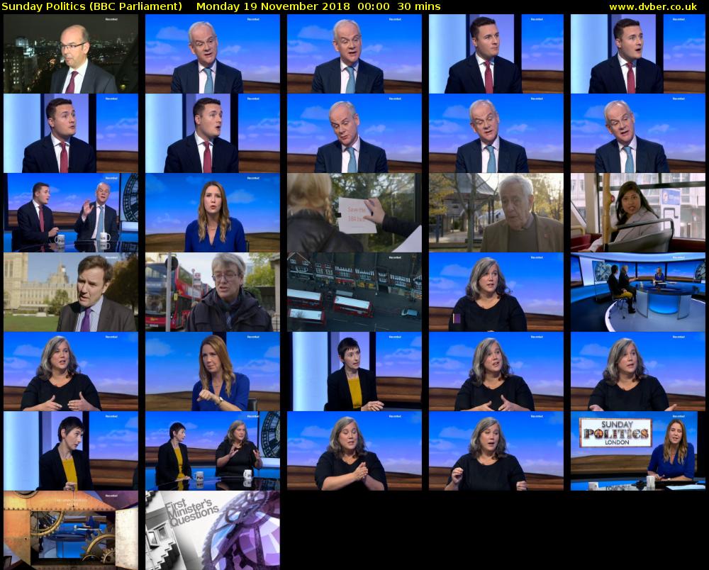Sunday Politics (BBC Parliament) Monday 19 November 2018 00:00 - 00:30