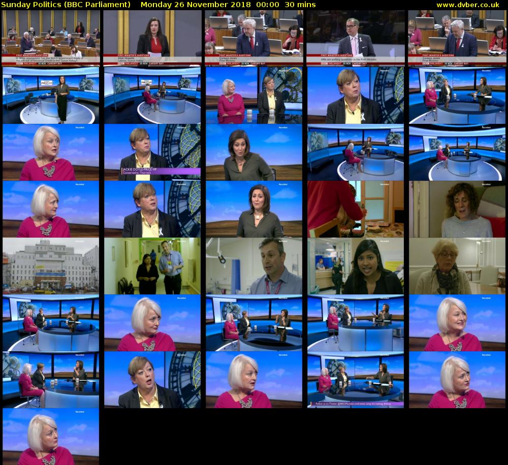 Sunday Politics (BBC Parliament) Monday 26 November 2018 00:00 - 00:30