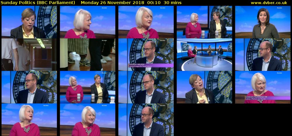 Sunday Politics (BBC Parliament) Monday 26 November 2018 00:10 - 00:40