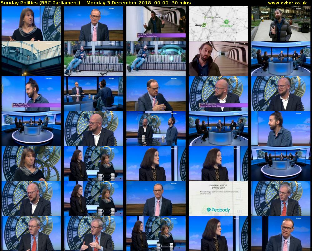 Sunday Politics (BBC Parliament) Monday 3 December 2018 00:00 - 00:30