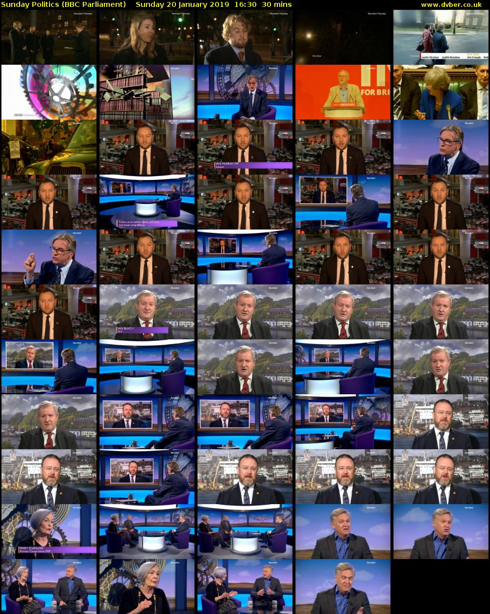 Sunday Politics (BBC Parliament) Sunday 20 January 2019 16:30 - 17:00