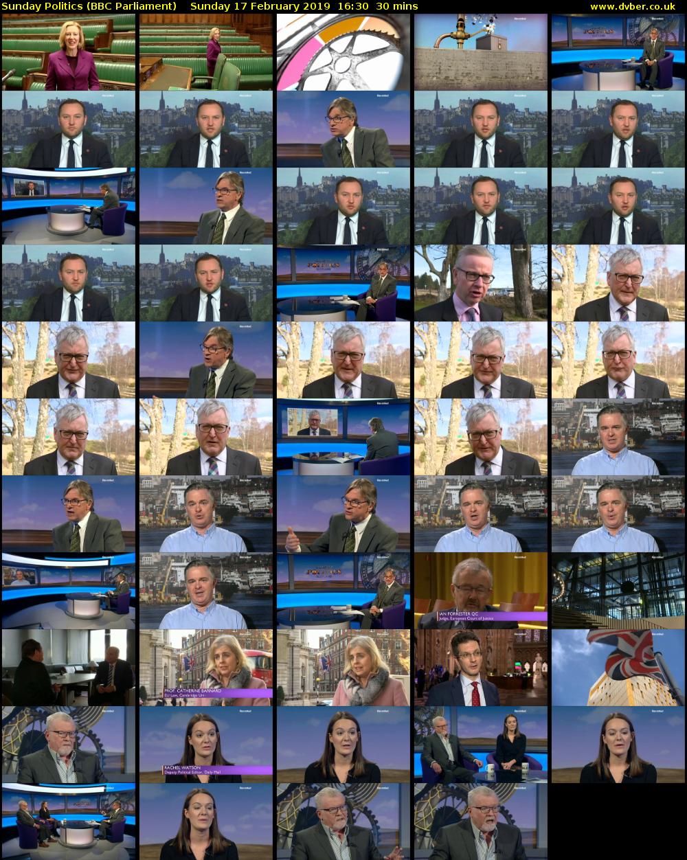 Sunday Politics (BBC Parliament) Sunday 17 February 2019 16:30 - 17:00