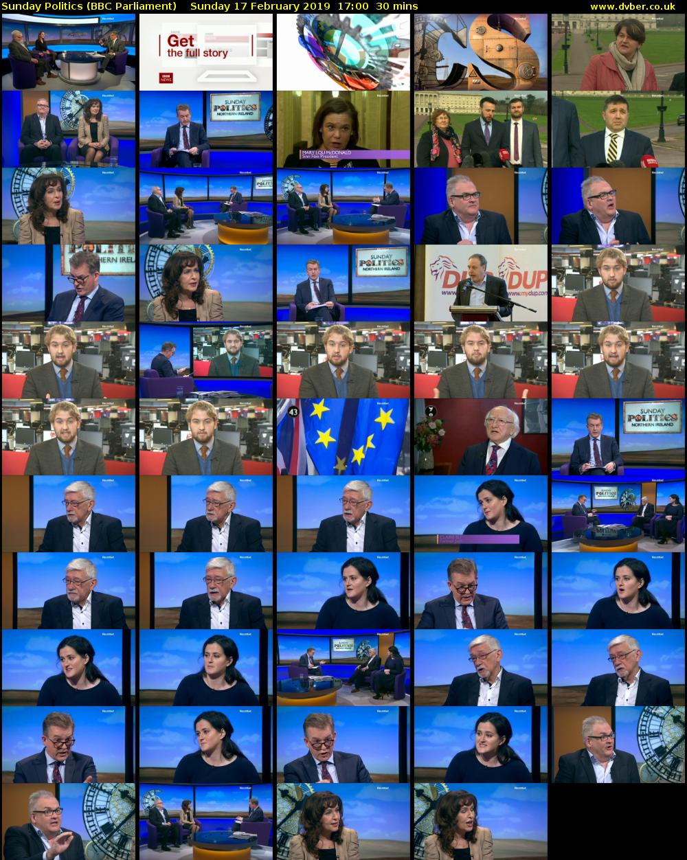 Sunday Politics (BBC Parliament) Sunday 17 February 2019 17:00 - 17:30