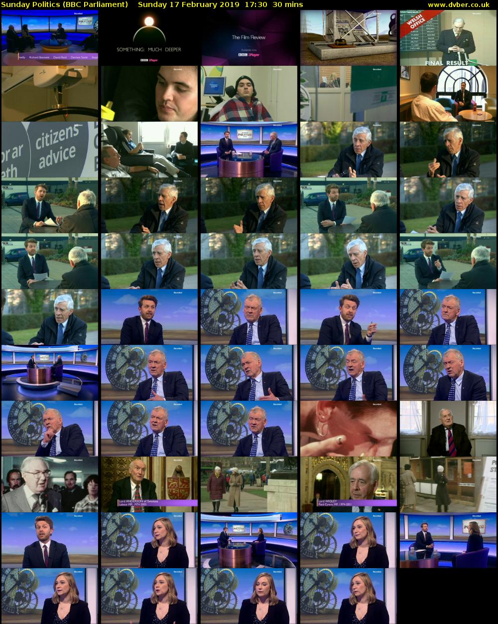 Sunday Politics (BBC Parliament) Sunday 17 February 2019 17:30 - 18:00