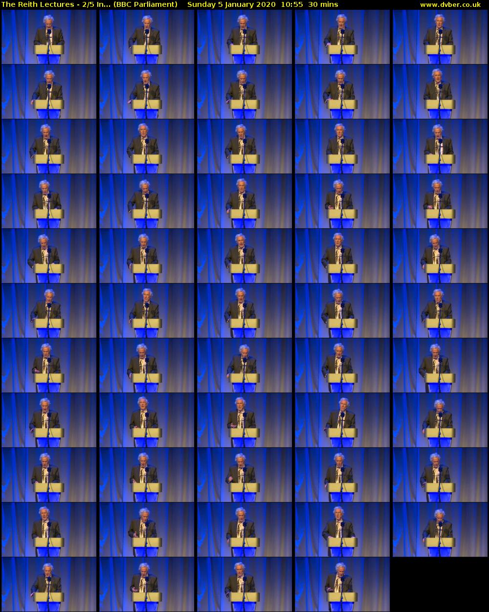 The Reith Lectures - 2/5 In... (BBC Parliament) Sunday 5 January 2020 10:55 - 11:25