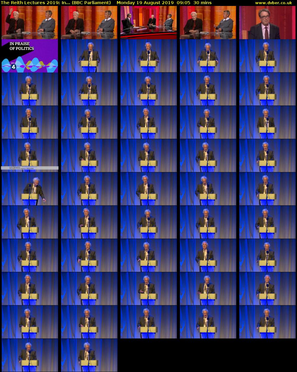 The Reith Lectures 2019: In... (BBC Parliament) Monday 19 August 2019 09:05 - 09:35