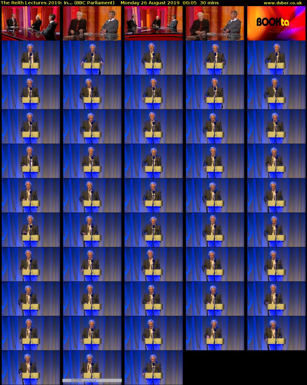 The Reith Lectures 2019: In... (BBC Parliament) Monday 26 August 2019 00:05 - 00:35