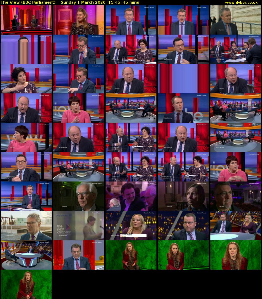 The View (BBC Parliament) Sunday 1 March 2020 15:45 - 16:30