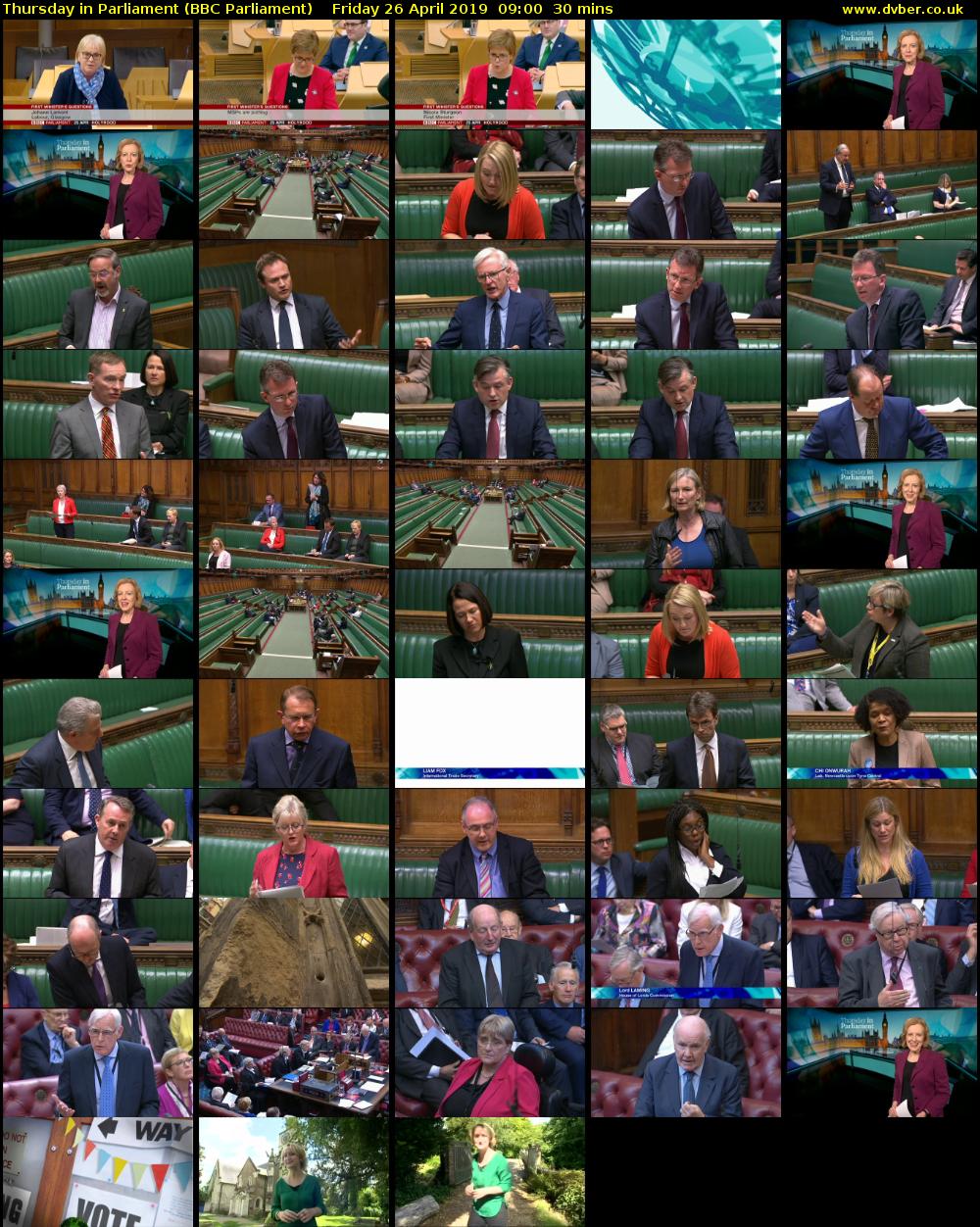 Thursday in Parliament (BBC Parliament) Friday 26 April 2019 09:00 - 09:30