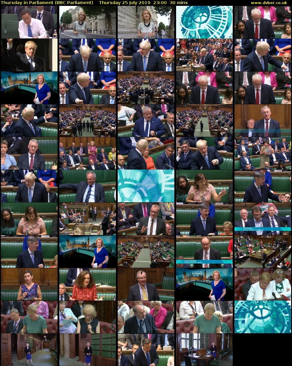 Thursday in Parliament (BBC Parliament) Thursday 25 July 2019 23:00 - 23:30