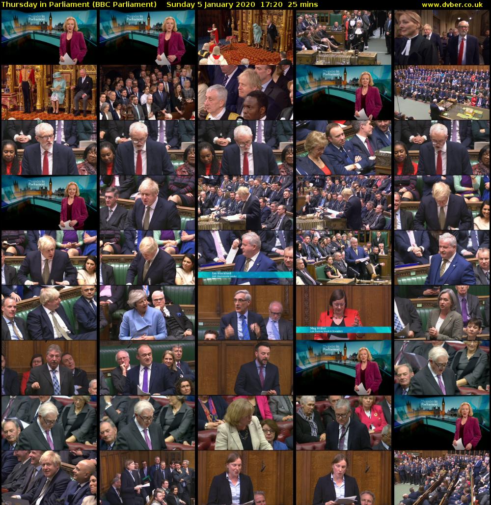 Thursday in Parliament (BBC Parliament) Sunday 5 January 2020 17:20 - 17:45
