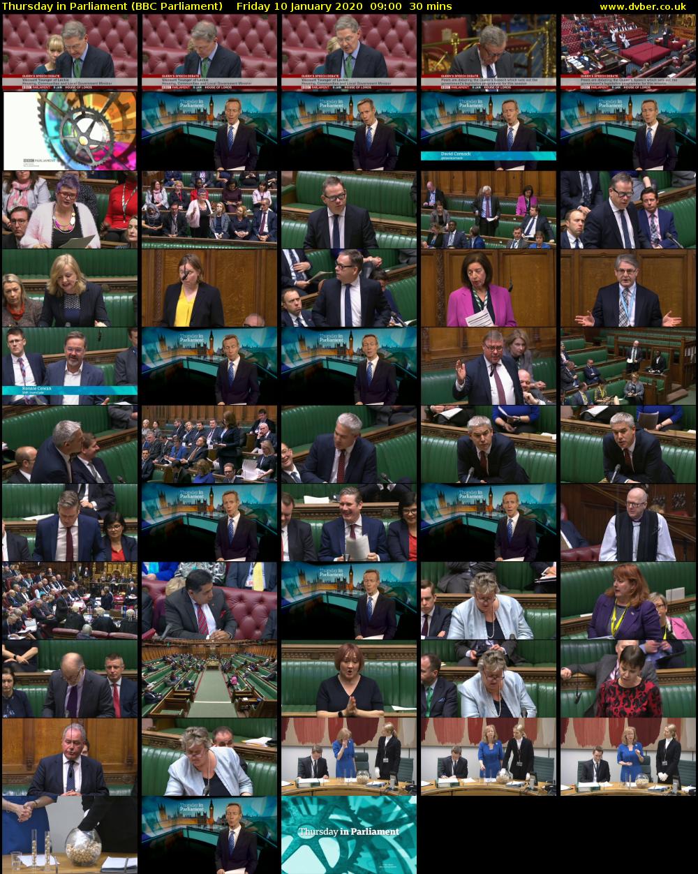 Thursday in Parliament (BBC Parliament) Friday 10 January 2020 09:00 - 09:30