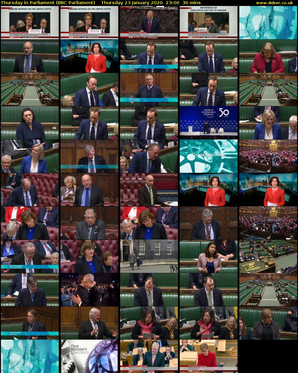 Thursday in Parliament (BBC Parliament) Thursday 23 January 2020 23:00 - 23:30