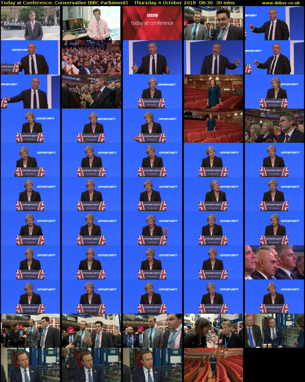 Today at Conference: Conservative (BBC Parliament) Thursday 4 October 2018 08:30 - 09:00