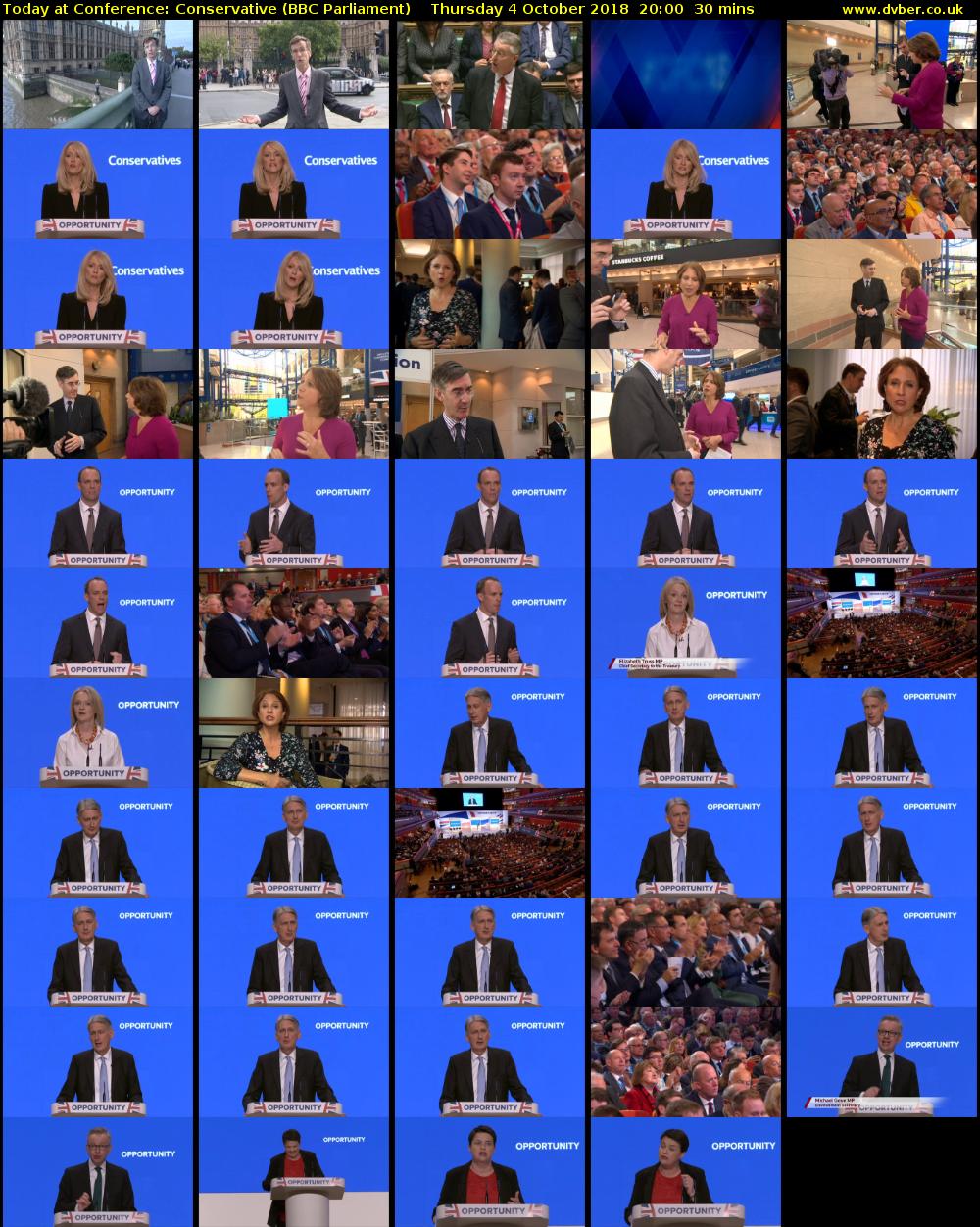 Today at Conference: Conservative (BBC Parliament) Thursday 4 October 2018 20:00 - 20:30