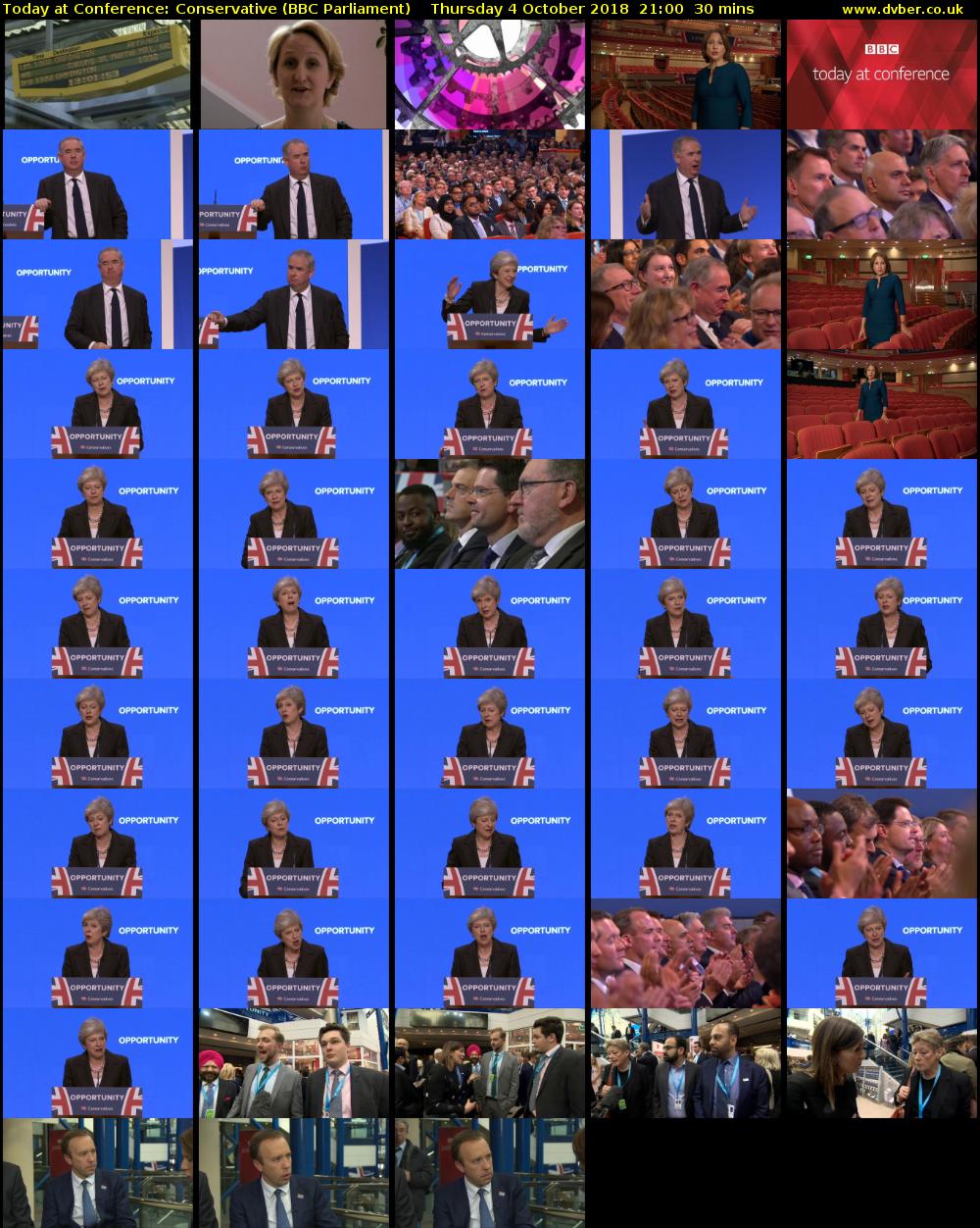 Today at Conference: Conservative (BBC Parliament) Thursday 4 October 2018 21:00 - 21:30