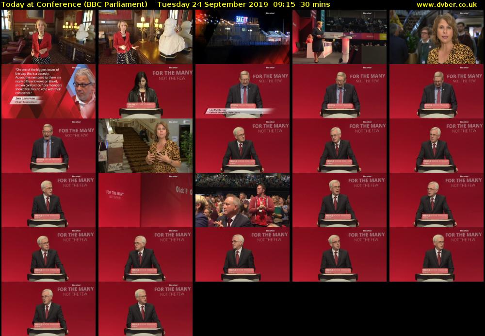 Today at Conference (BBC Parliament) Tuesday 24 September 2019 09:15 - 09:45