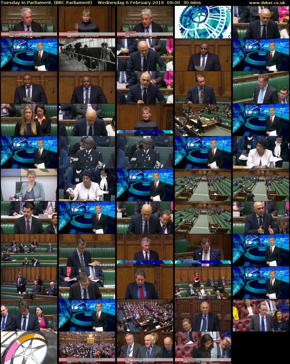 Tuesday in Parliament. (BBC Parliament) Wednesday 6 February 2019 09:00 - 09:30