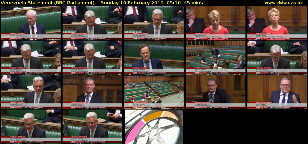 Venezuela Statement (BBC Parliament) Sunday 10 February 2019 05:10 - 05:55