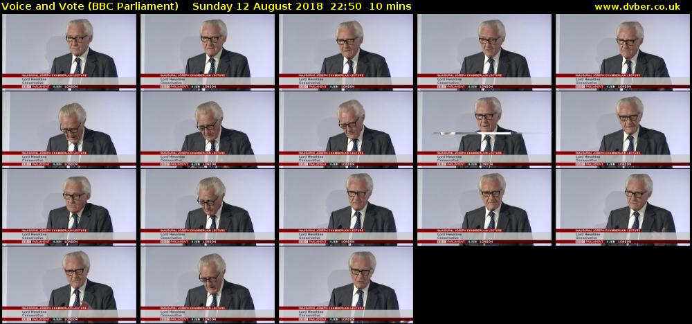 Voice and Vote (BBC Parliament) Sunday 12 August 2018 22:50 - 23:00