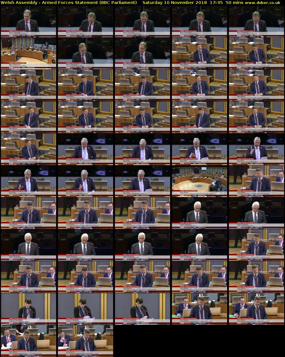 Welsh Assembly - Armed Forces Statement (BBC Parliament) Saturday 10 November 2018 17:45 - 18:35