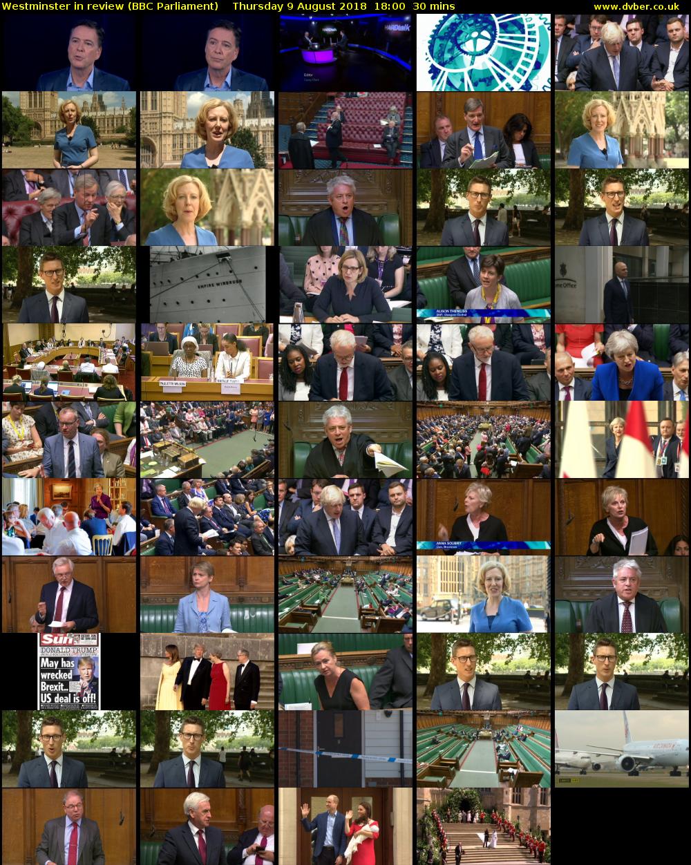Westminster in review (BBC Parliament) Thursday 9 August 2018 18:00 - 18:30
