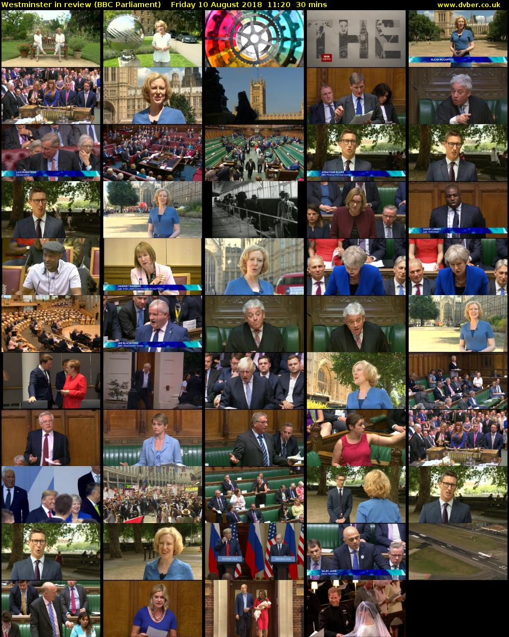 Westminster in review (BBC Parliament) Friday 10 August 2018 11:20 - 11:50
