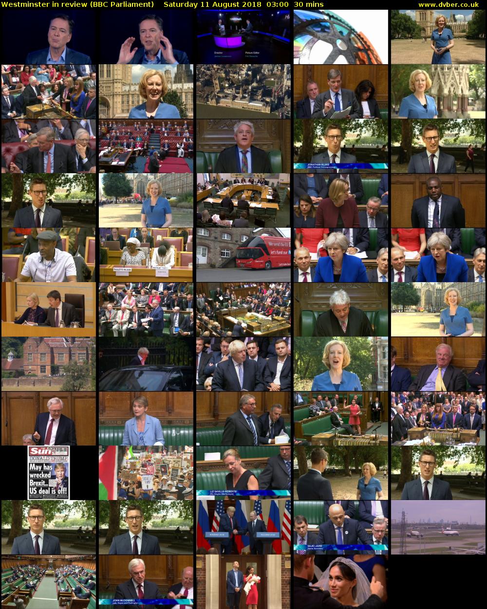 Westminster in review (BBC Parliament) Saturday 11 August 2018 03:00 - 03:30