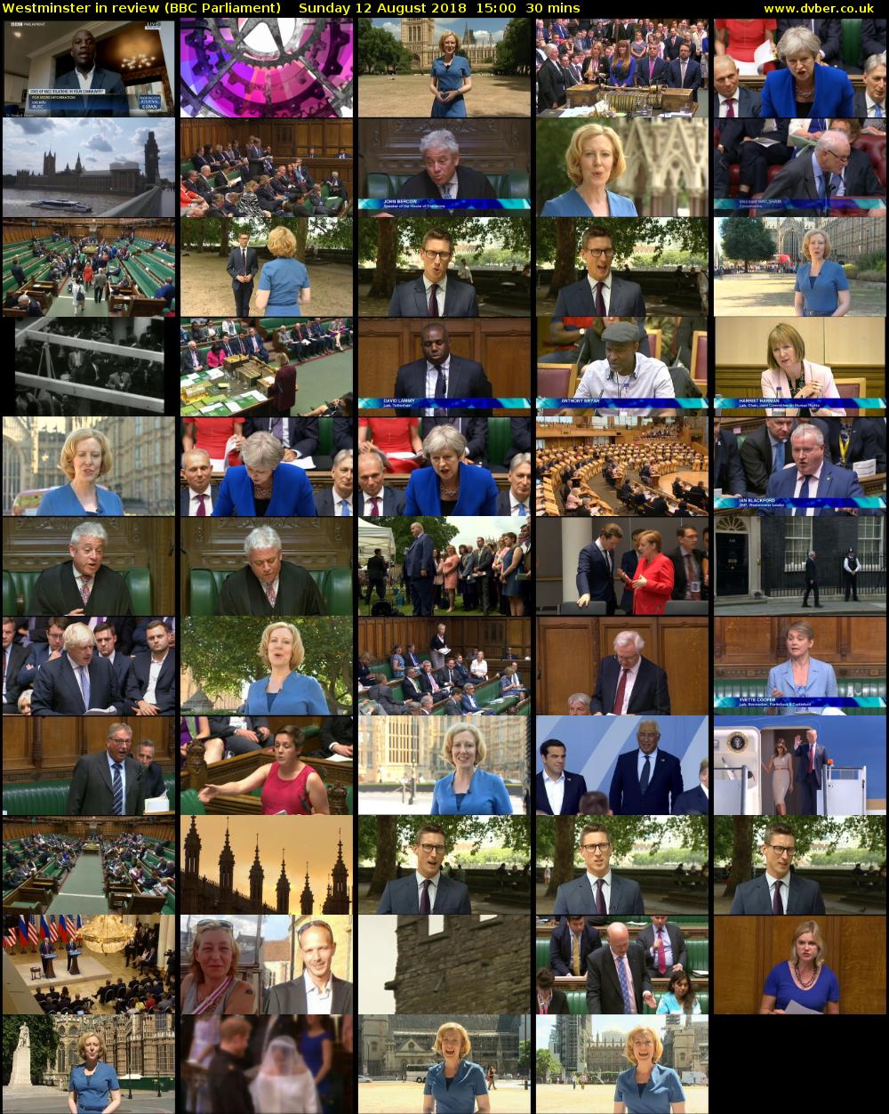 Westminster in review (BBC Parliament) Sunday 12 August 2018 15:00 - 15:30