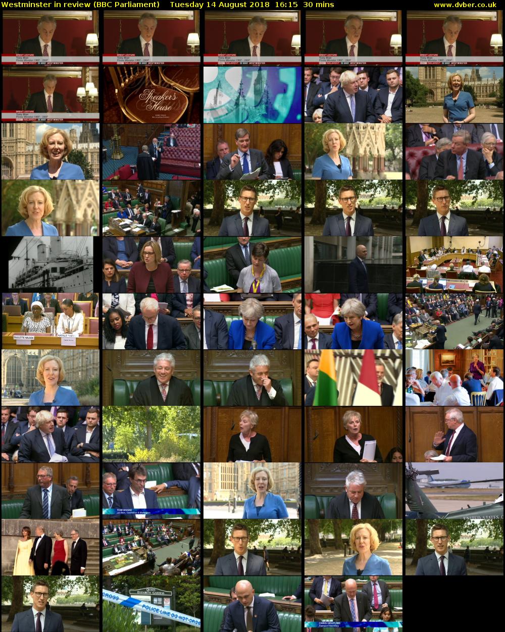 Westminster in review (BBC Parliament) Tuesday 14 August 2018 16:15 - 16:45