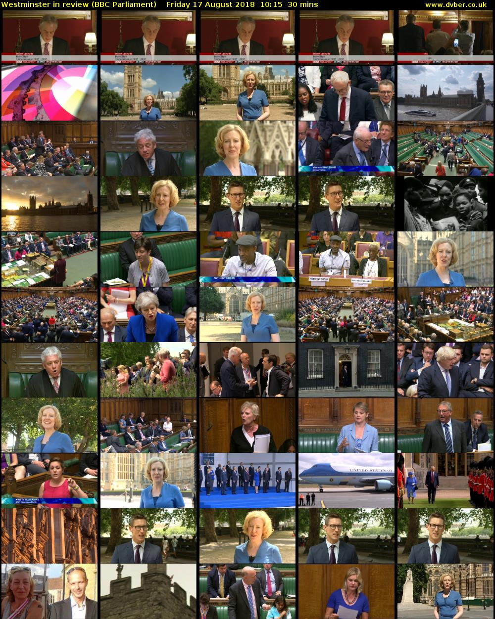 Westminster in review (BBC Parliament) Friday 17 August 2018 10:15 - 10:45