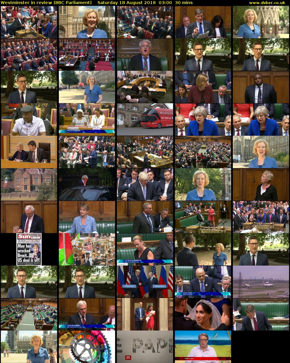 Westminster in review (BBC Parliament) Saturday 18 August 2018 03:00 - 03:30