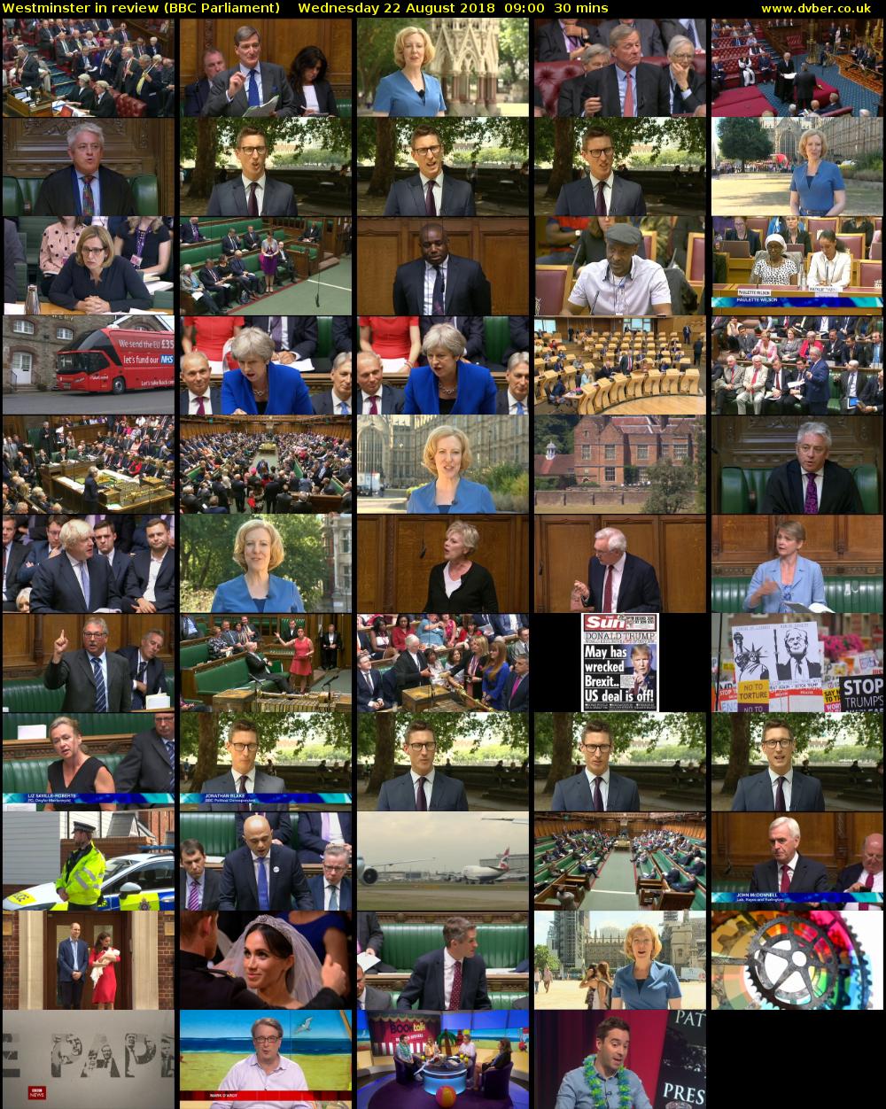 Westminster in review (BBC Parliament) Wednesday 22 August 2018 09:00 - 09:30