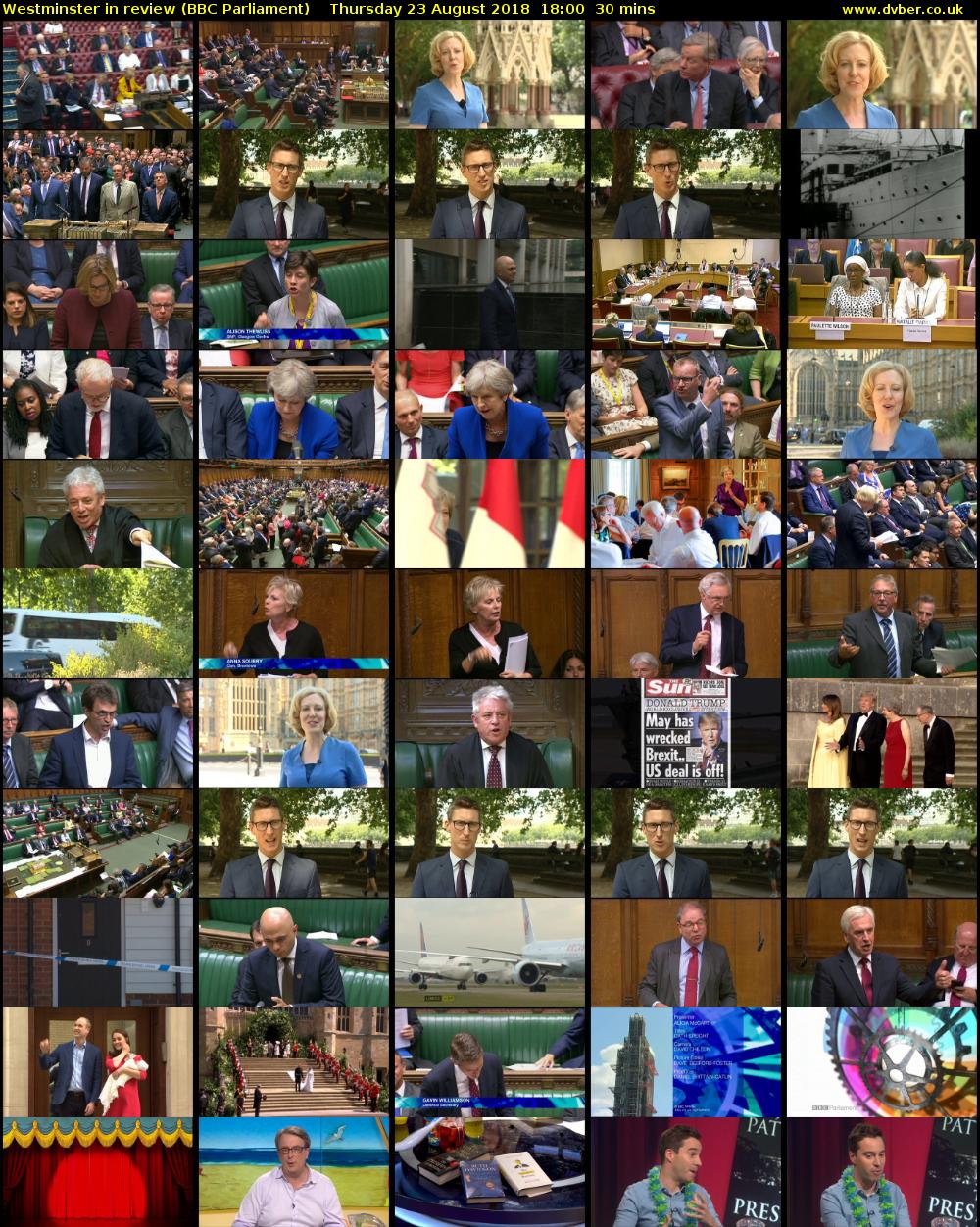 Westminster in review (BBC Parliament) Thursday 23 August 2018 18:00 - 18:30
