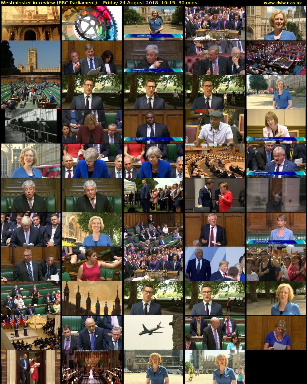 Westminster in review (BBC Parliament) Friday 24 August 2018 10:15 - 10:45