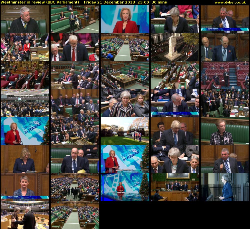 Westminster in review (BBC Parliament) Friday 21 December 2018 23:00 - 23:30