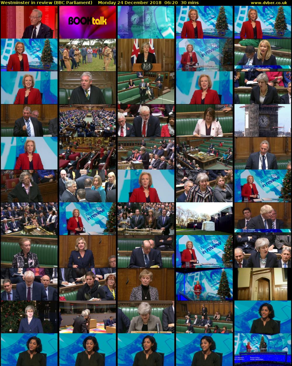 Westminster in review (BBC Parliament) Monday 24 December 2018 06:20 - 06:50