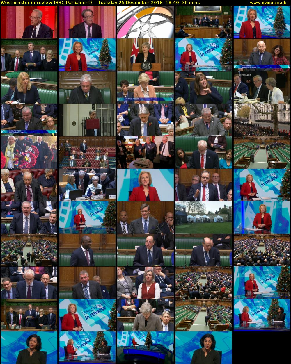 Westminster in review (BBC Parliament) Tuesday 25 December 2018 18:40 - 19:10